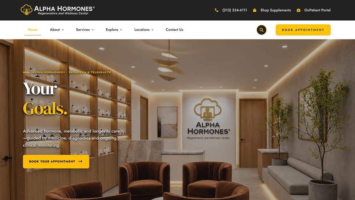 Alpha Hormones website homepage