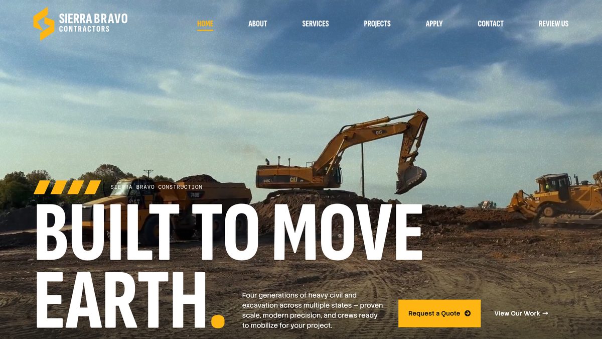Sierra Bravo Contractors website homepage
